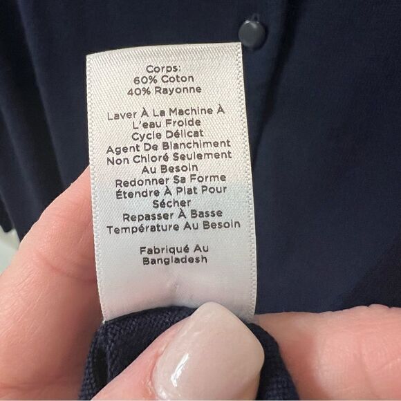 Talbots Vintage Y2K Navy Blue slightly scoopneck button up cardigan sz XS - Picture 5 of 7